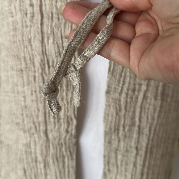 J.Jill Pure Jill Linen Crinkled Tunic Vest Lagenlook Pocket Beach Boho Neutral - Picture 6 of 10